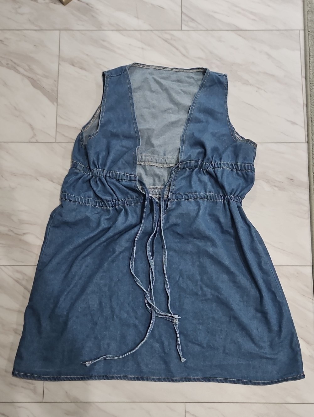 Missguided Blue Denim-Style Sleeveless Mini Dress